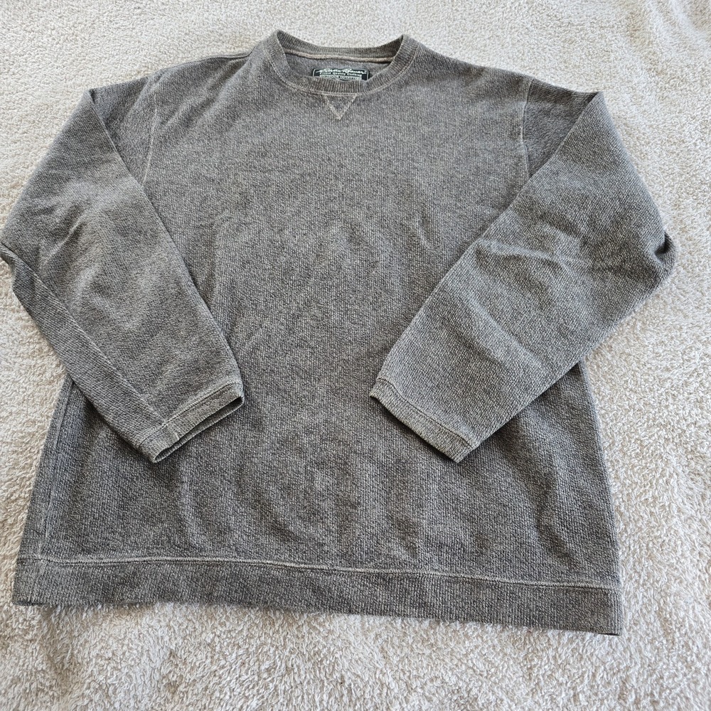 Eddie Bauer Men's Crew‎ Neck Long Sleeve Sweater Ribbed Marled Brown Sz L